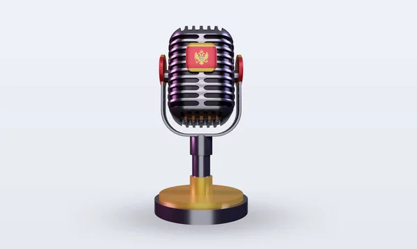 Microphone Montenegro Flag Rendering Front View — Stock Photo, Image