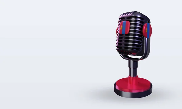 Microphone Mongolia Flag Rendering Right View — Stock Photo, Image