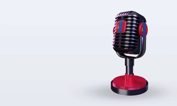 3D mikrofon Moğolistan bayrağı sağ görünüm