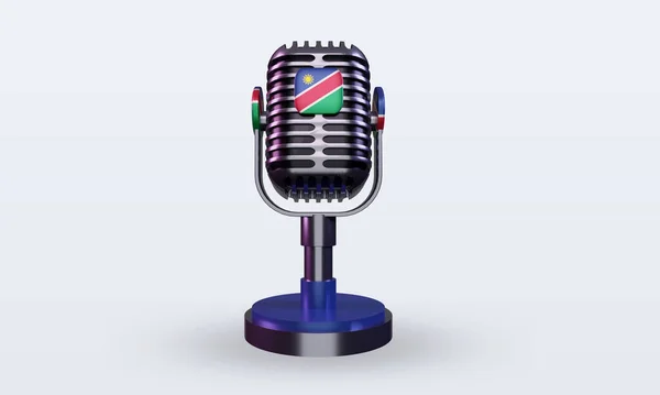 Microphone Namibia Flag Rendering Front View — Stock Photo, Image