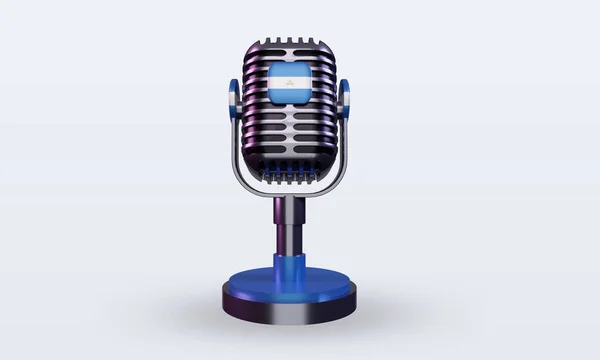 Microphone Nicaragua Flag Rendering Front View — Stock Photo, Image