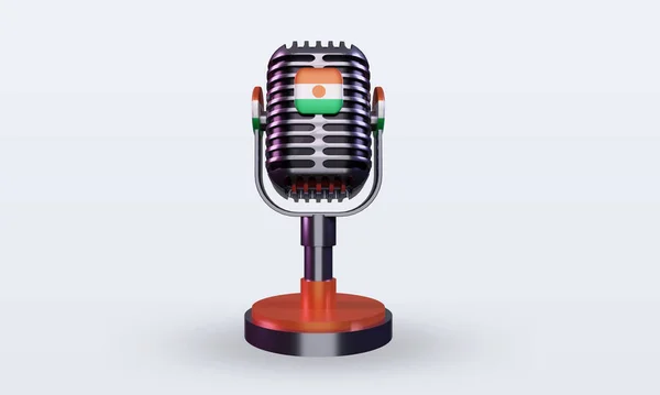 Microphone Niger Flag Rendering Front View — Stock Photo, Image
