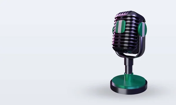 Трехмерный Микрофон Изображением Флага Нигерии — стоковое фото