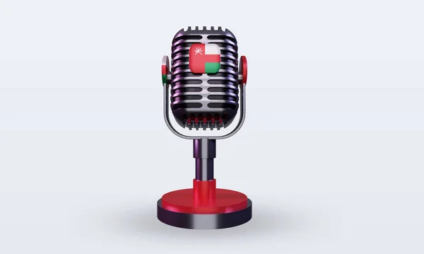 Mikrofon Oman Flagge Rendering Frontansicht — Stockfoto