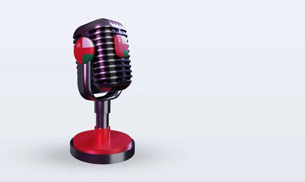 Трехмерный Микрофон Изображением Флага Омана Слева — стоковое фото