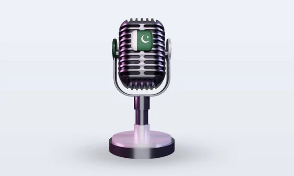 Mikrofon Pakisztán Zászló Rendering Front View — Stock Fotó