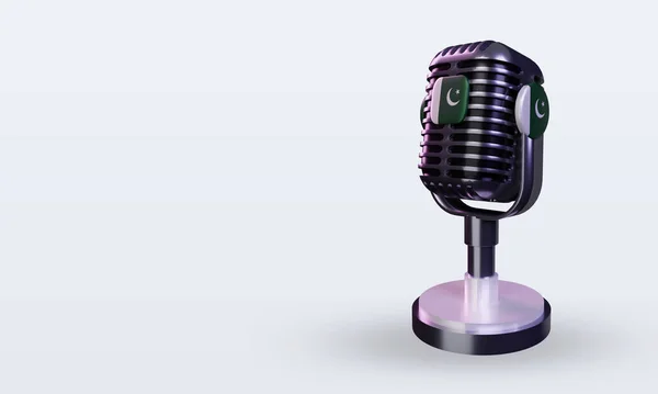 Microphone Pakistan Flag Rendering Right View — Stock Photo, Image