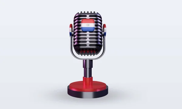 Mikrofon Paraguay Flagge Rendering Frontansicht — Stockfoto