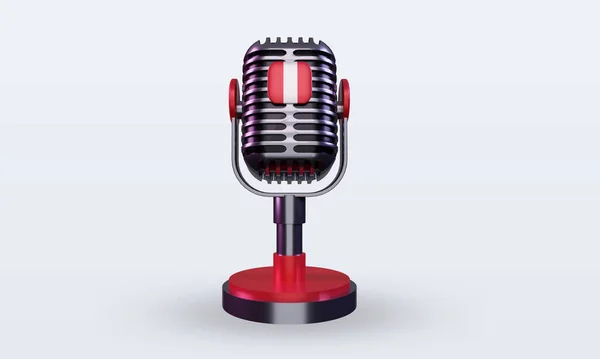 Microphone Peru Flag Rendering Front View — Stock Photo, Image