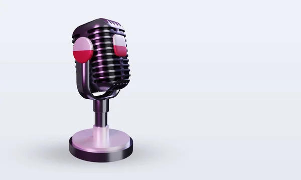 Microphone Poland Flag Rendering Left View — Stock Photo, Image