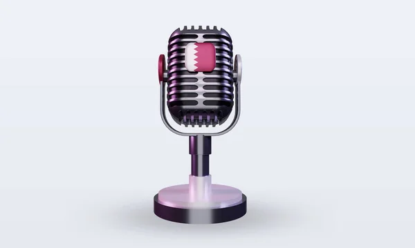 Microphone Qatar Flag Rendering Front View — Stock Photo, Image