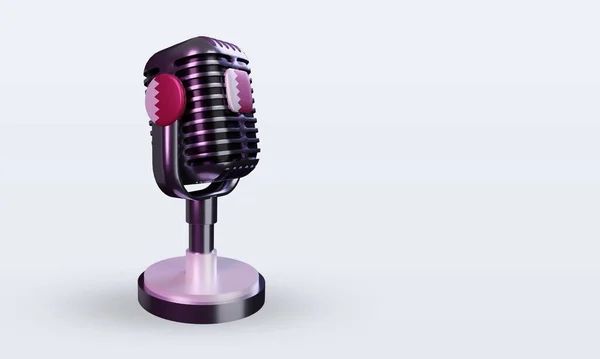 Microphone Qatar Flag Rendering Left View — стокове фото