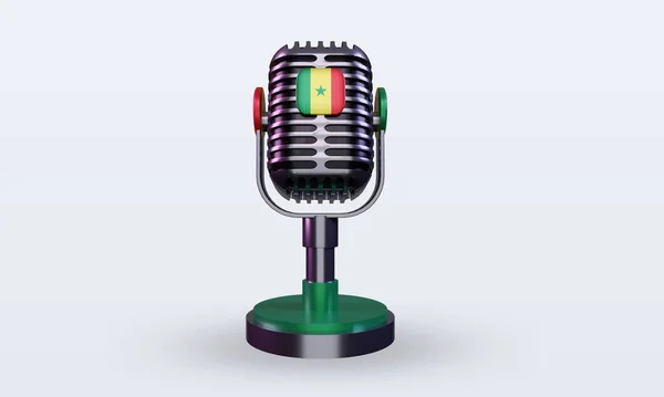 Microphone Senegal Flag Rendering Front View — стокове фото