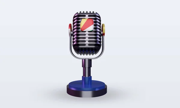 Microphone Seychelles Flag Rendering Front View — Stock Photo, Image