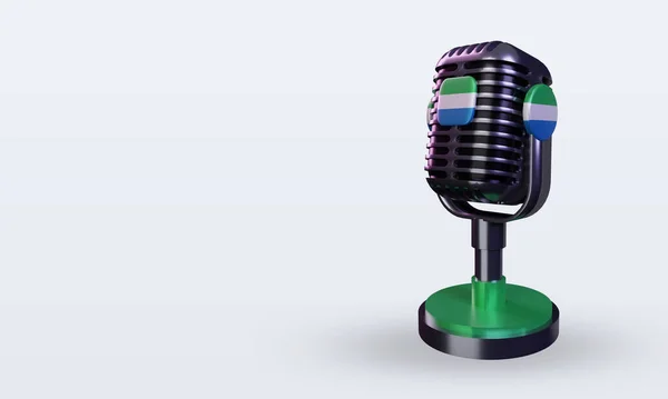 Microfone Serra Leoa Bandeira Renderização Visão Direita — Fotografia de Stock