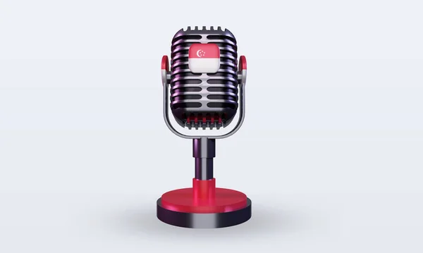 Microphone Singapore Flag Rendering Front View — Stock Photo, Image