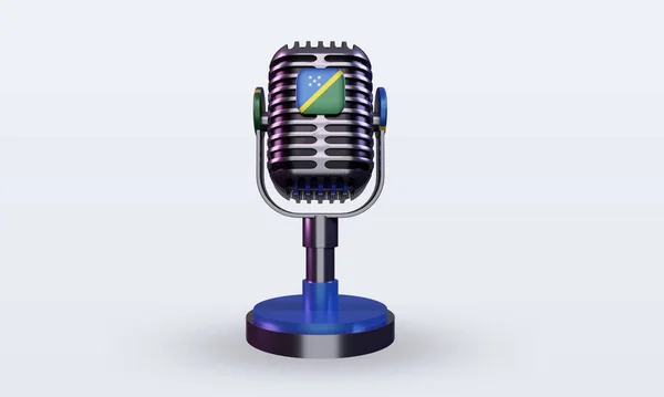 Микрофон Изображением Флага Соломоновых Островов — стоковое фото