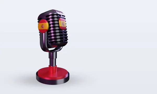Microphone Spain Flag Rendering Left View — Stock Photo, Image