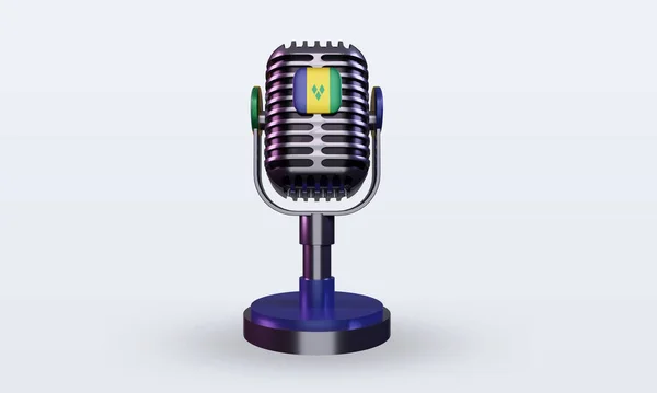 Microphone Vincent Grenadines Flag Rendering Front View — Stock Photo, Image