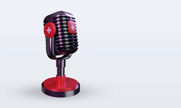 Microphone Switzerland Flag Rendering Left View — Stock Photo, Image