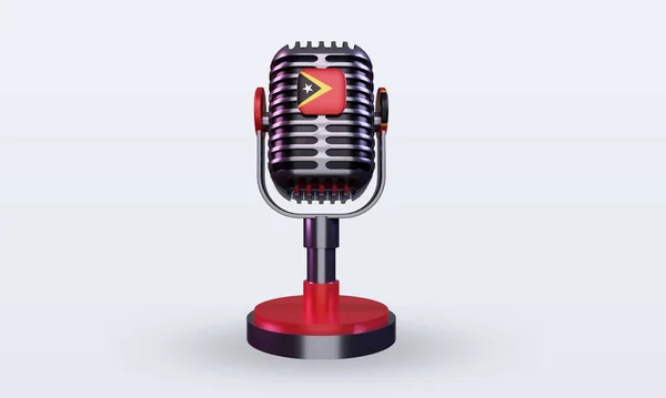 Microfone Timor Leste Bandeira Renderização Vista Frontal — Fotografia de Stock