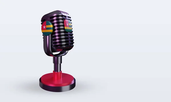 Mikrofon Togo Flagge Rendering Linke Ansicht — Stockfoto