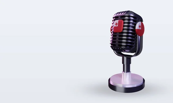 Microphone Tonga Flag Rendering Right View — Stock Photo, Image