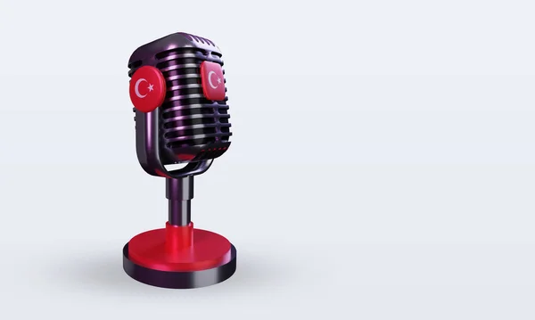 Microphone Turkey Flag Rendering Left View — Stock Photo, Image