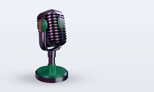 Microphone Turkmenistan Flag Rendering Left View — Stock Photo, Image