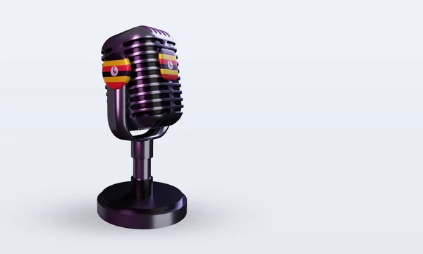 Microphone Uganda Flag Rendering Left View — Stock Photo, Image