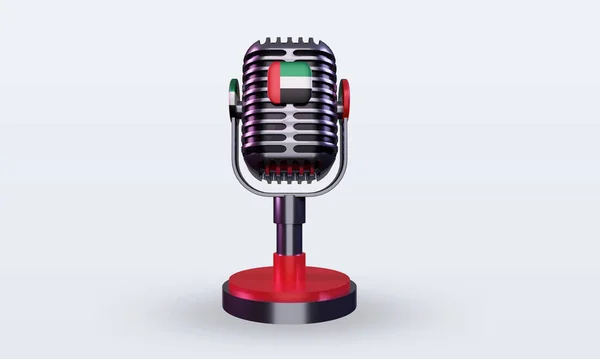 Microphone United Arab Emirates Flag Rendering Front View — Stock Photo, Image