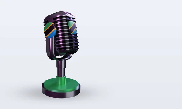 Microphone Tanzania Flag Rendering Left View — Stock Photo, Image