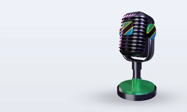 Microfone Tanzânia Bandeira Renderização Visão Direita — Fotografia de Stock