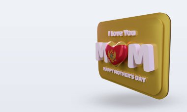 3D Anneler Günü Karadağ bayrağı sağa bakıyor