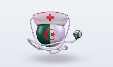 3D hemşire günü Cezayir bayrağı cephe görüntüsü