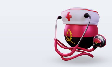 3D hemşire günü Angola bayrağı sağ görüşü yansıtıyor