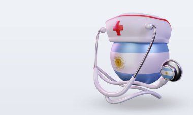 3D hemşire günü Arjantin bayrağı sağa bakıyor