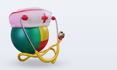 3D hemşire günü Benin bayrağı sol görüşü yansıtıyor
