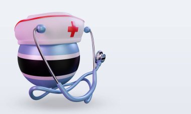 3D hemşire günü Botswana bayrağı sol görüşü yansıtıyor