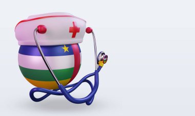 3D hemşire günü Orta Afrika Cumhuriyeti bayrağı sola bakıyor