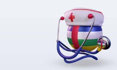 3D hemşire günü Orta Afrika Cumhuriyeti bayrağı sağa bakıyor
