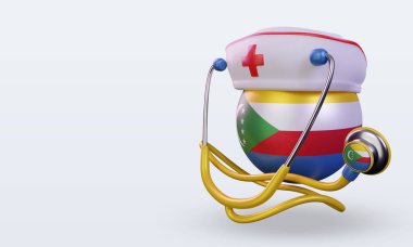 3D hemşire günü Komoros bayrağı sağa bakıyor