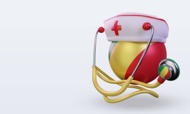 3D hemşire günü Kongo bayrağı sağa bakıyor