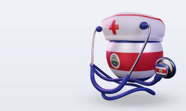 3D hemşire günü Kosta Rika bayrağı sağa bakıyor