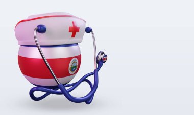 3D hemşire günü Kosta Rika bayrağı sol görüşü yansıtıyor