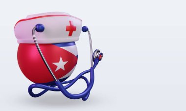3D hemşire günü Küba bayrağı sol görüşü yansıtıyor