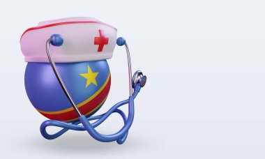 3D hemşire günü Demokratik Kongo bayrağı sol görüşü yansıtıyor