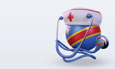 3D hemşire günü Demokratik Kongo bayrağı sağa bakıyor