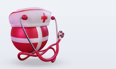3D hemşire günü Danimarka bayrağı sol görüşü yansıtıyor