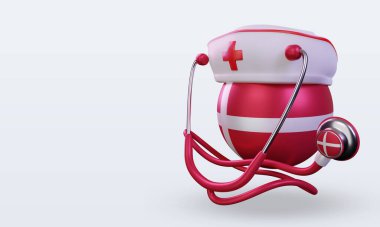3D hemşire günü Danimarka bayrağı sağ görünüm veriyor